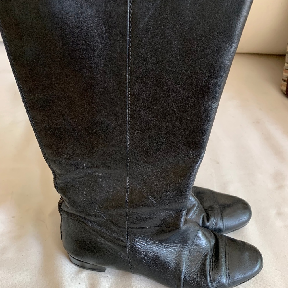 Tory Burch knee high soft boots with gold trim